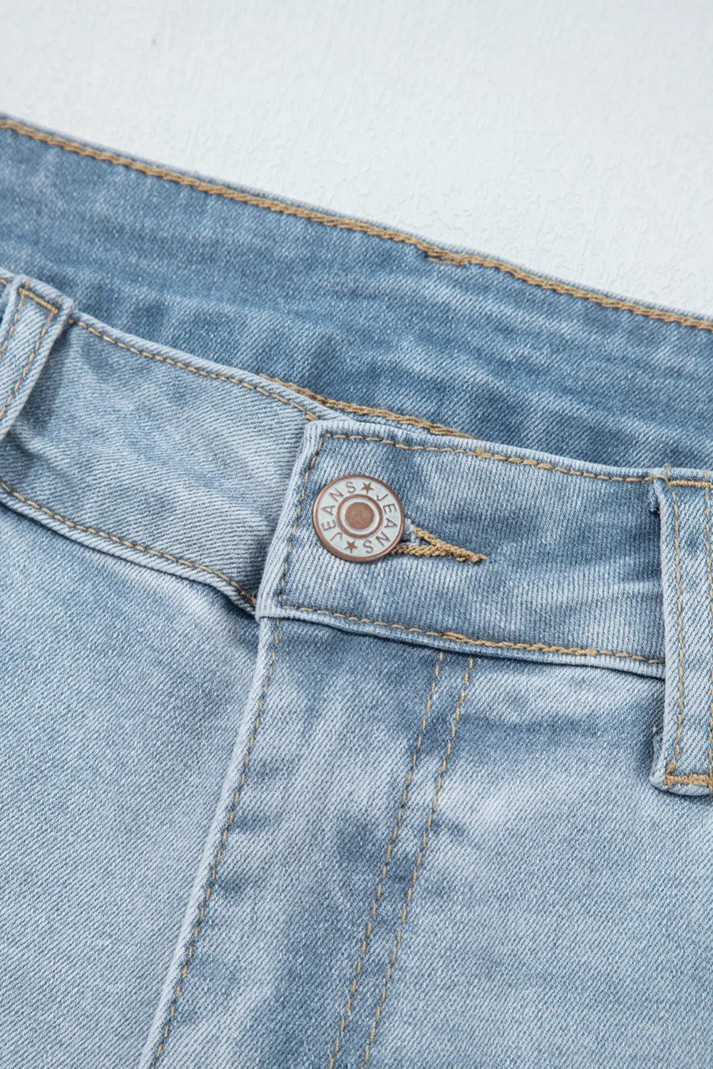 Mid Rise Cropped Distressed Raw Hem Casual Jeans