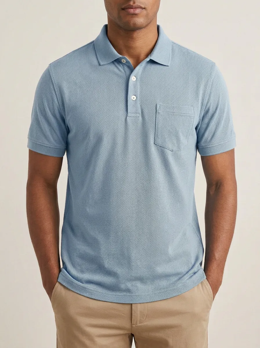 Micro-Dot Pocket-Detail Men's Polo Shirt