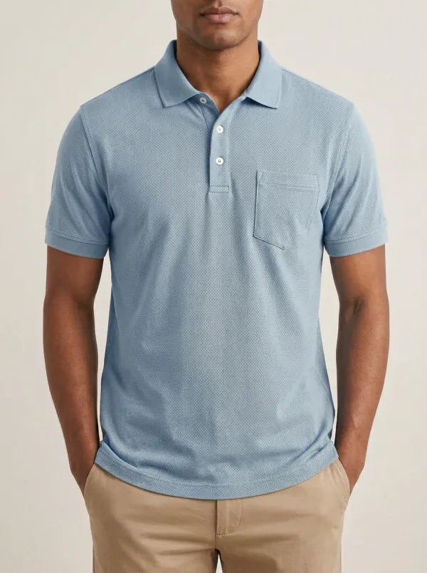 Micro-Dot Pocket-Detail Men's Polo Shirt