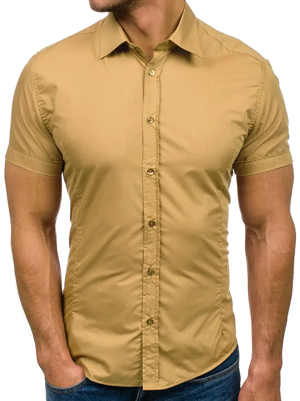 Short Sleeve Slim Fit Casual Dress Shirt