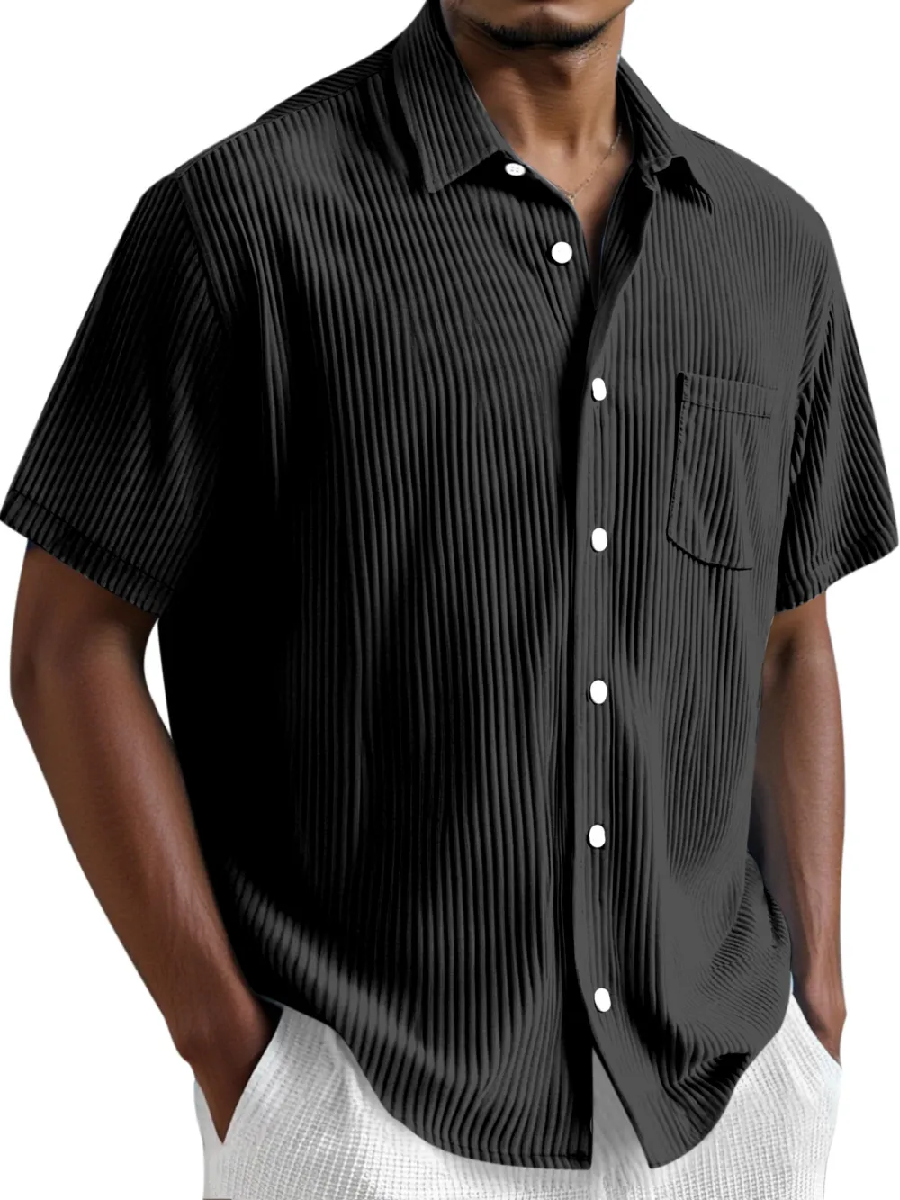 Comfort Fit Short Sleeve Button Front Shirt
