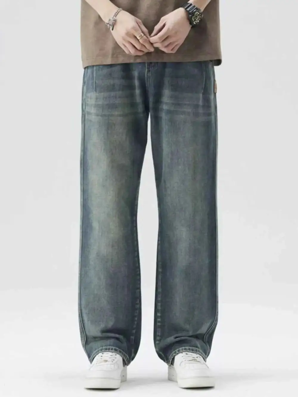 Casual Washed Wide Leg Relaxed Fit Jeans