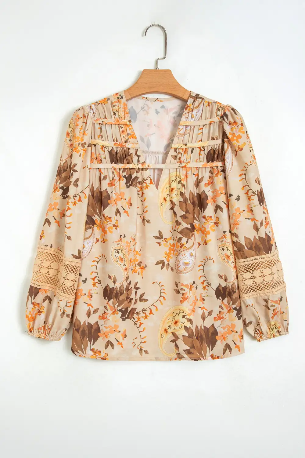 Women's Paisley Print V Neck Shift Top