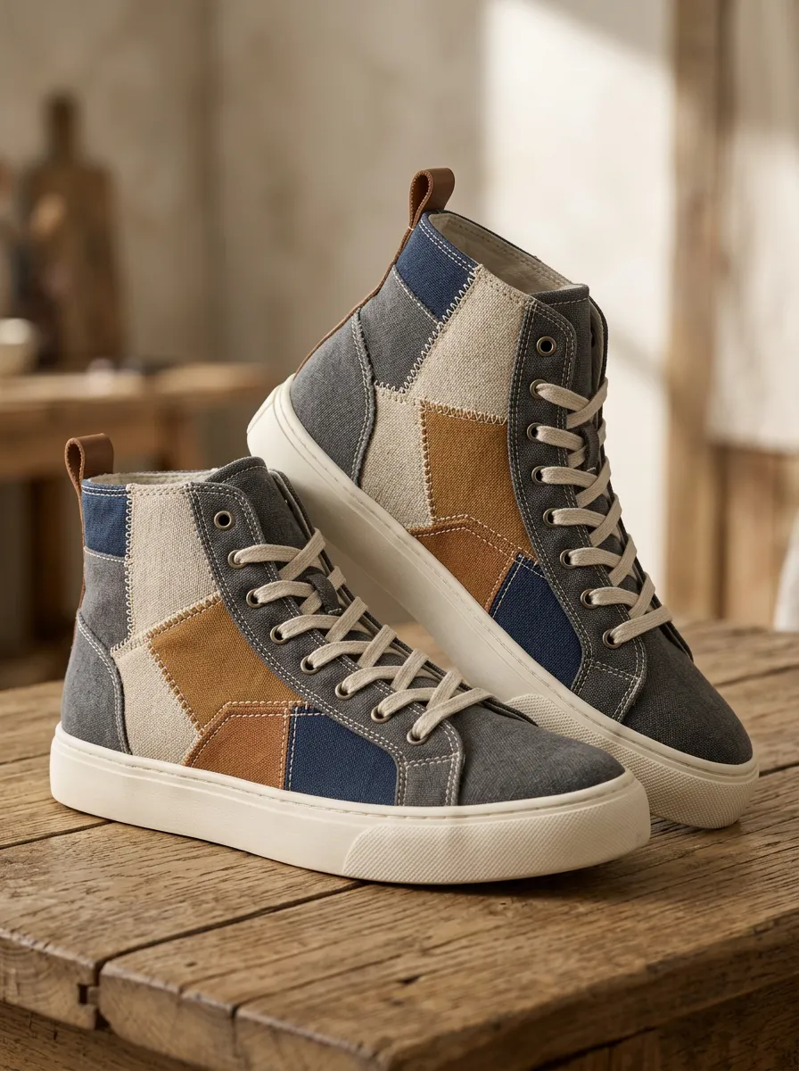 Men's Refined Casual Patchwork Colorblock Patterned Canvas Shoes