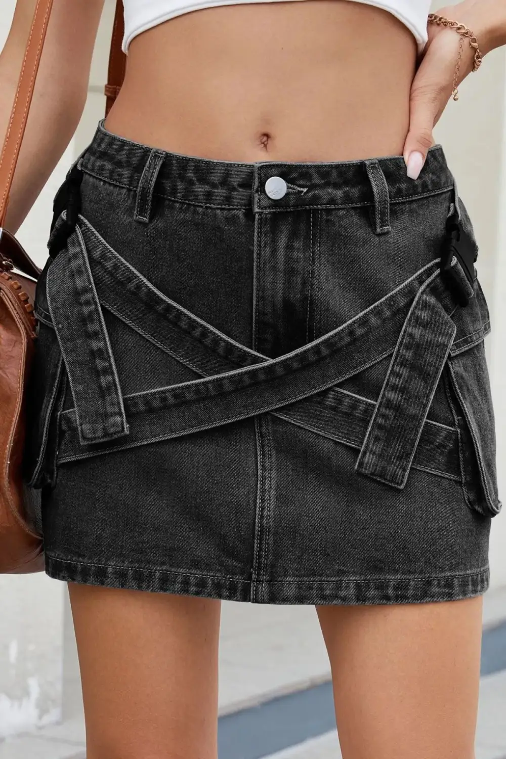 Denim Criss Mini Skirt