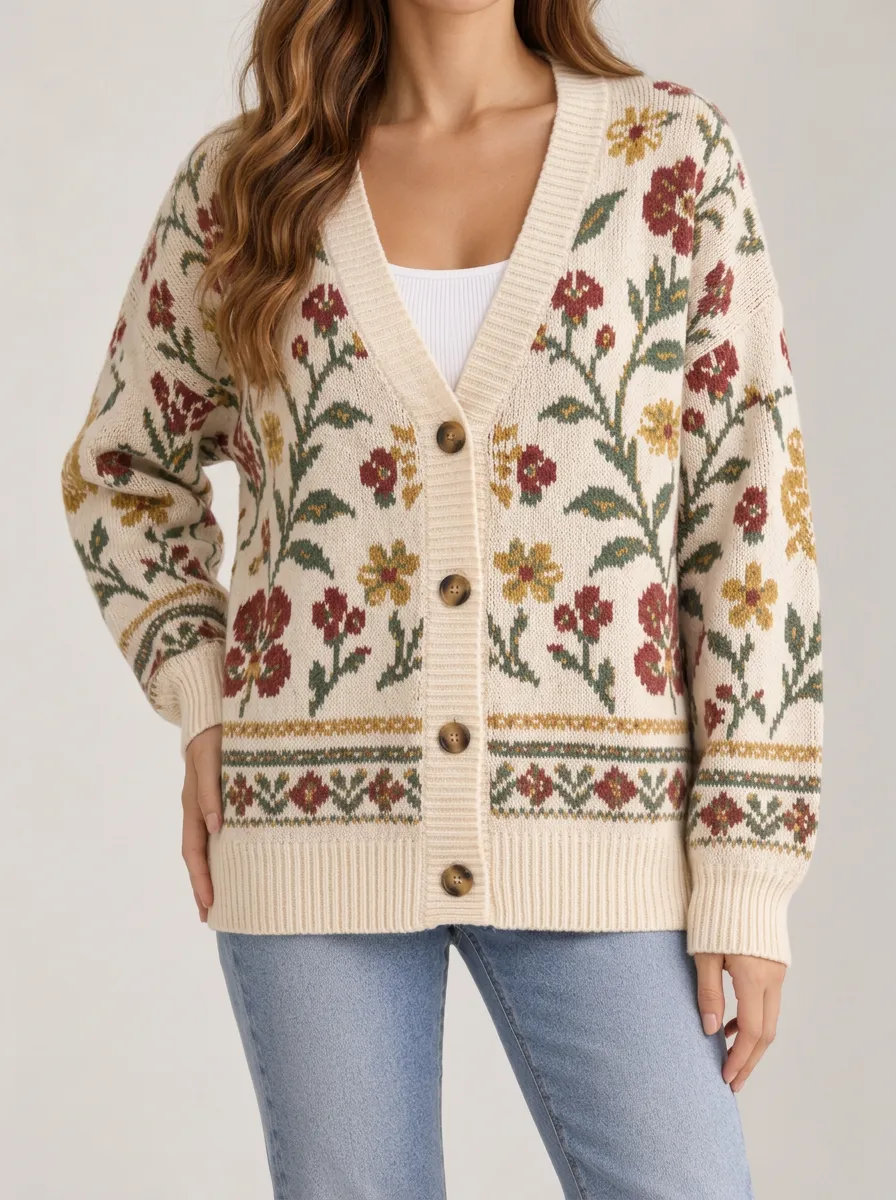 Weekend Ready Button Front Ribbed Knit Women's Casual Knit Cardigan