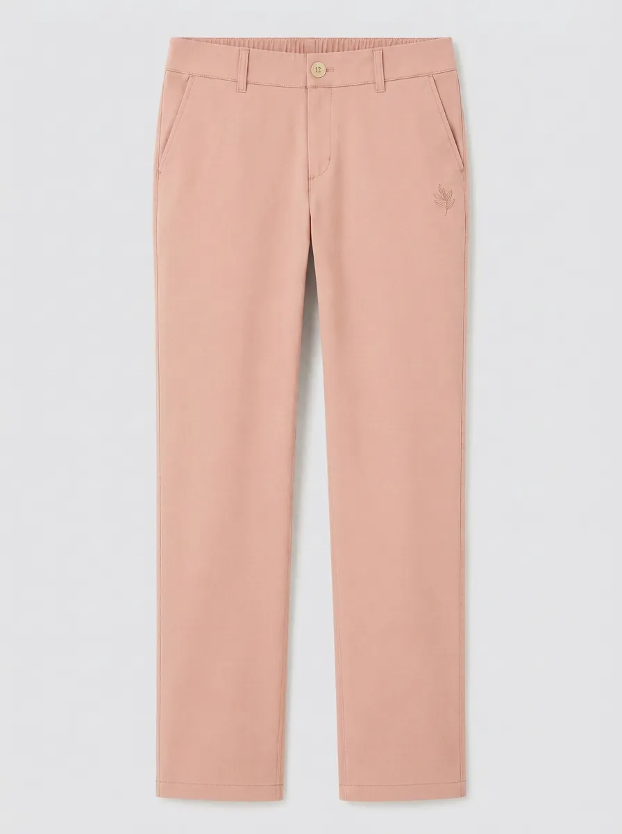 Women's Refined Flexible Leaf Embroidered Mid Rise Straight Leg Pants