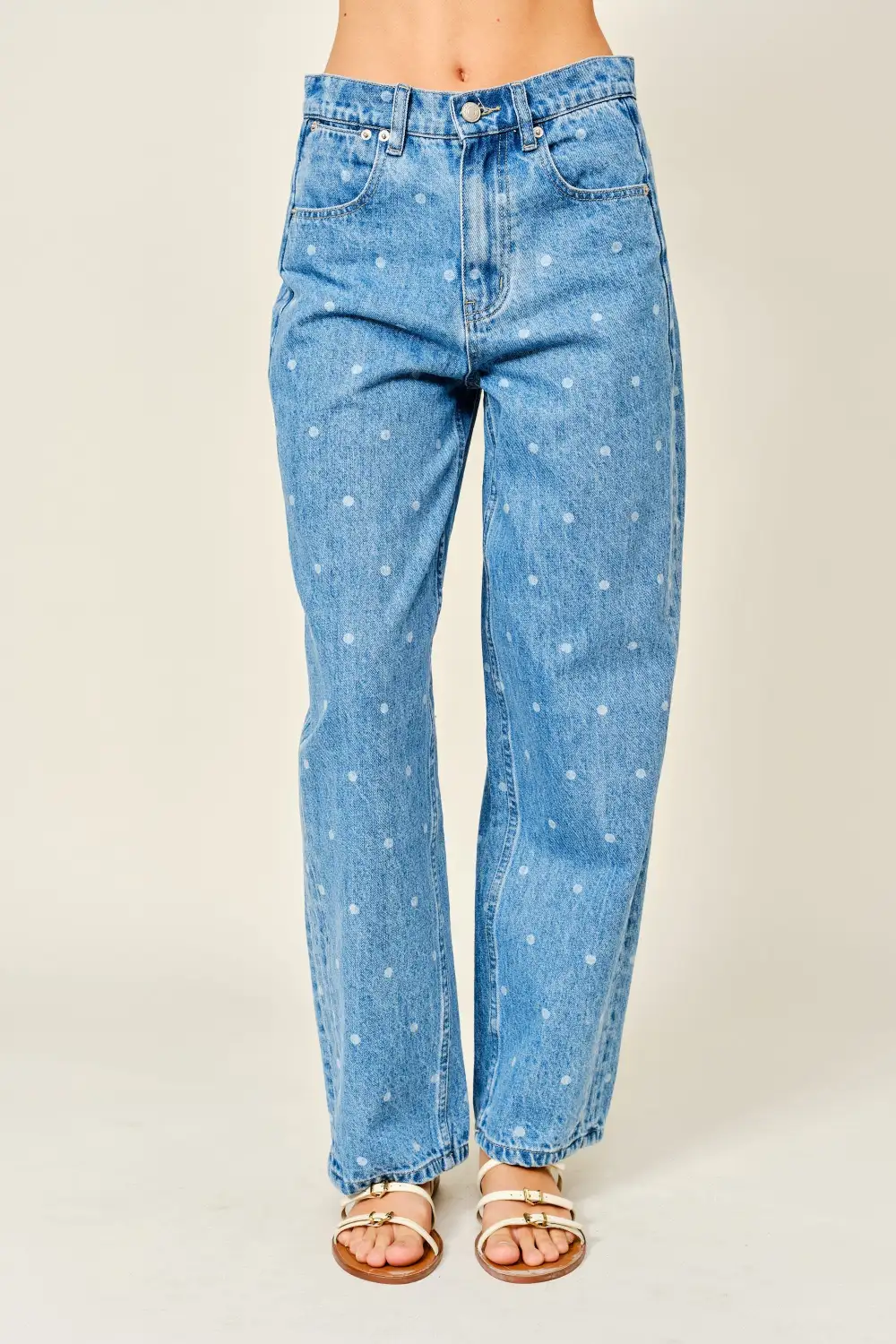 Women's Polka-Dot Straight-Leg Jeans