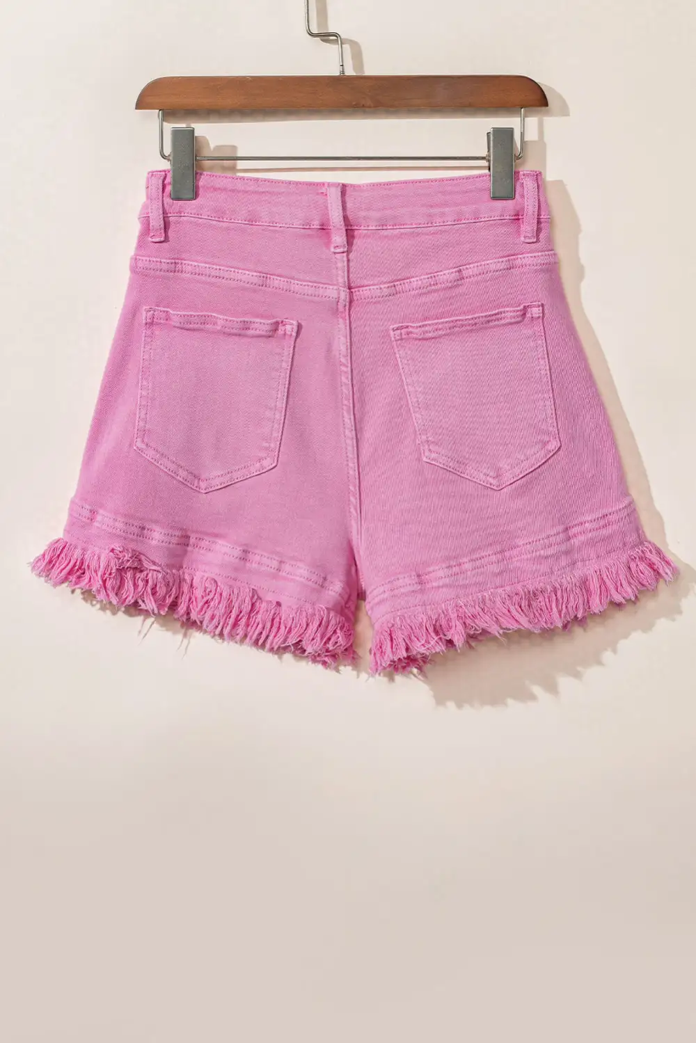 Pink Frayed Edge Mid Rise Denim