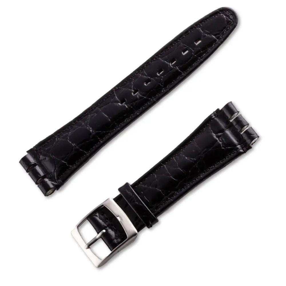 Modern Crocodile Grain Leather Watch Strap