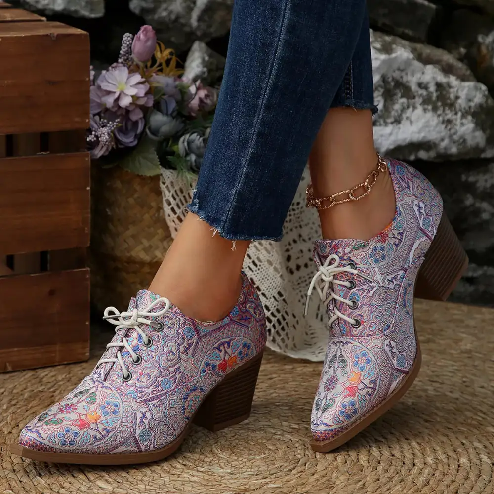 Refined Pointed Toe Block Heel Ankle Boots