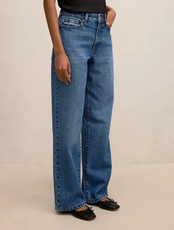 Blue Petite Straight Leg Jeans