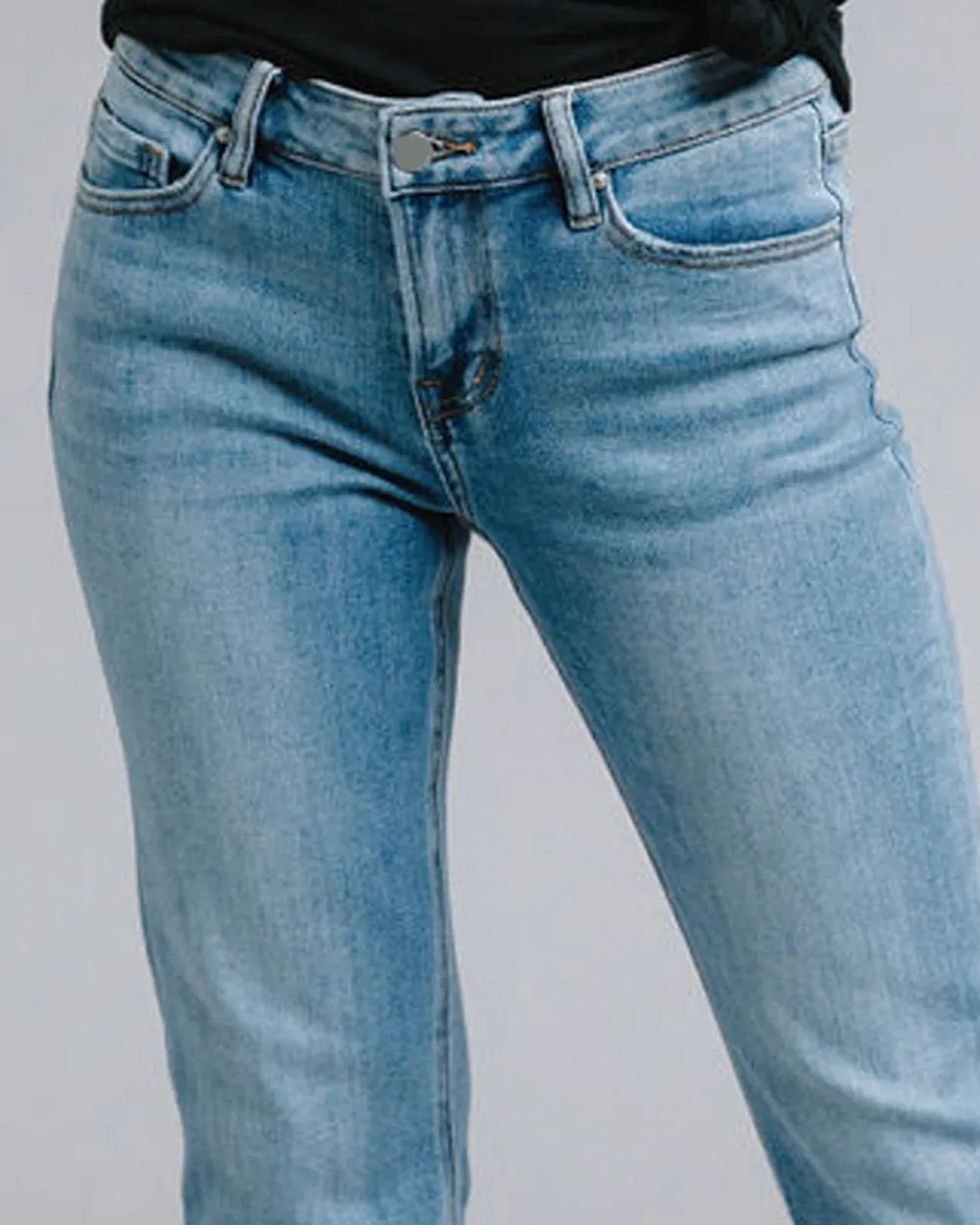 Light Wash Mid Rise Straight Jean
