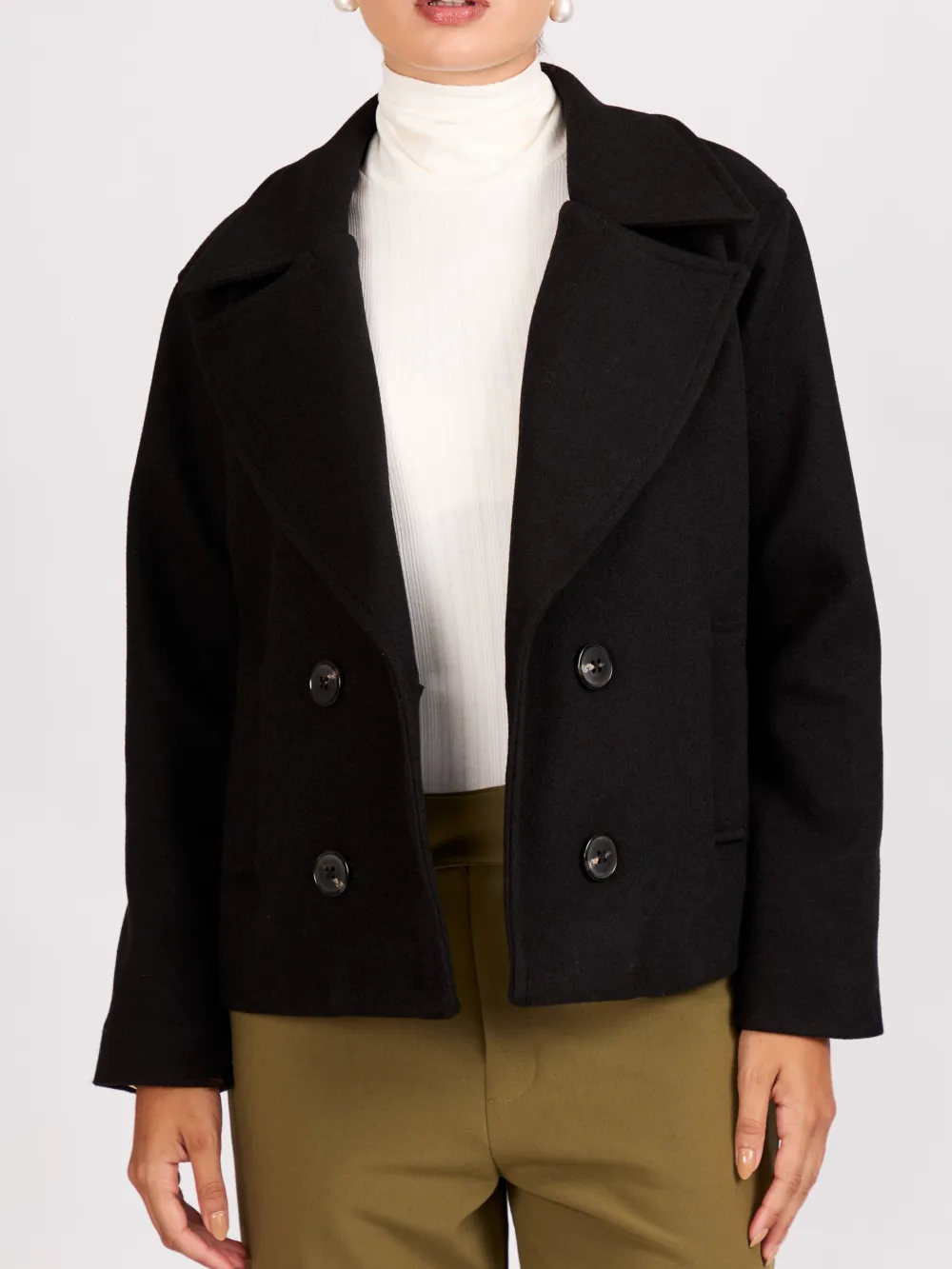 Loose-Fitting Short Style Coat