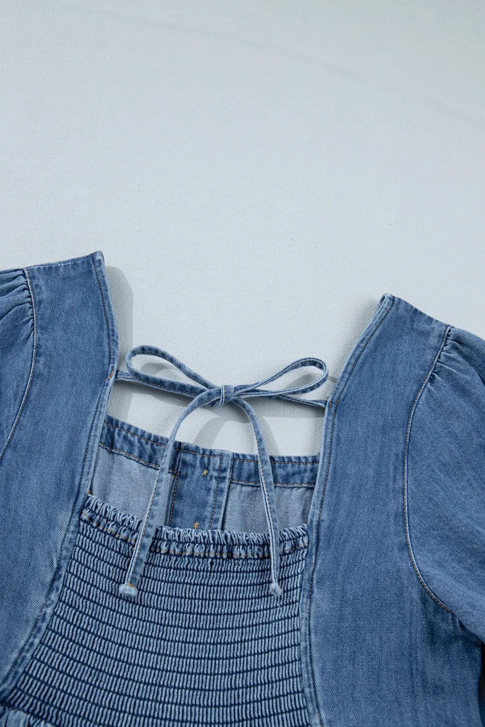 Deep Blue Square Neck Denim Dress
