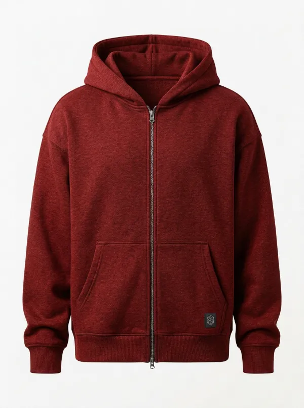 Modern Zip-Up Minimalist Solid Casual Look Men's Hoodie