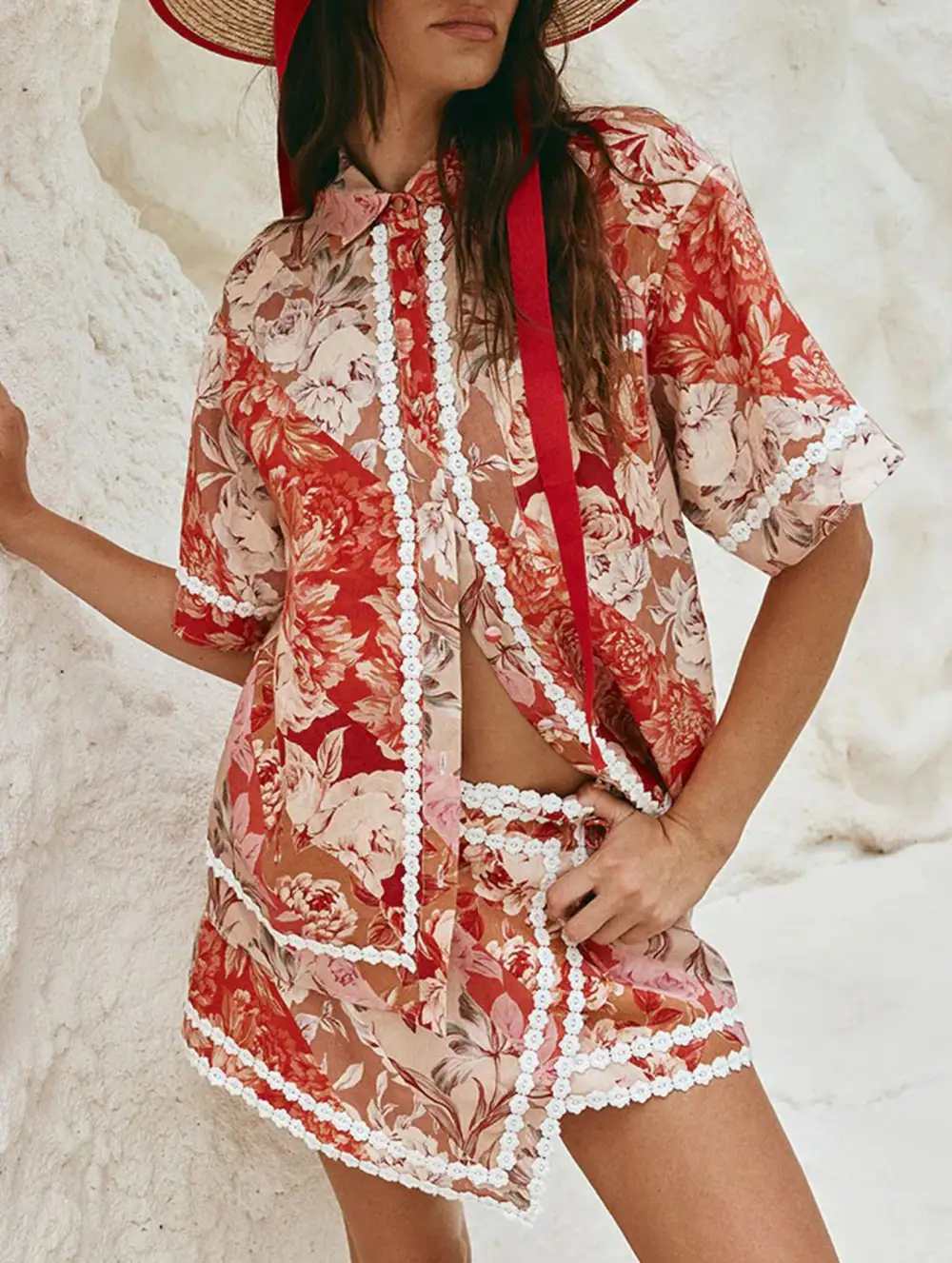 Linen Shirt Skirt Set