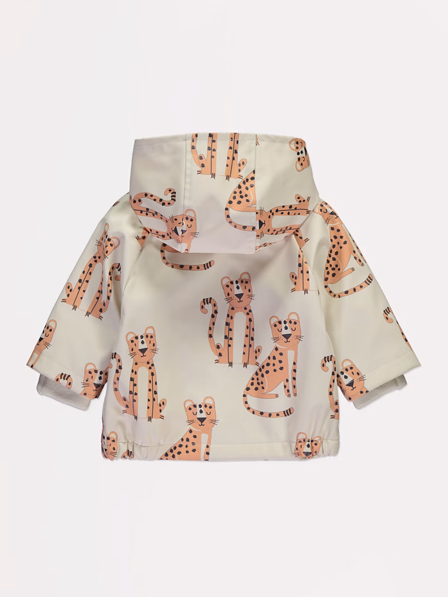 Cream Cheetah Fleece Lined Hooded Fisherman Jacket detail 2