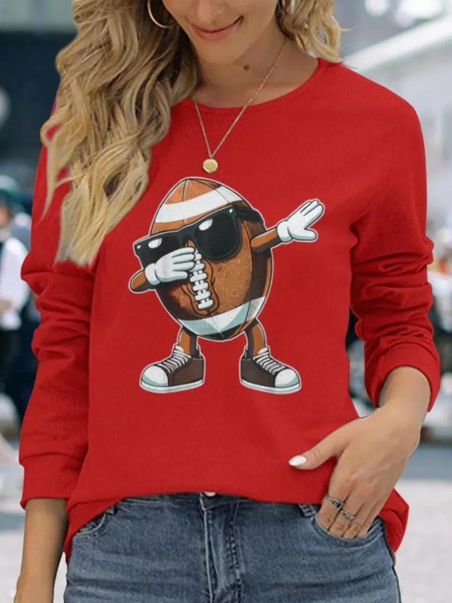 Cartoon Football Graphic T-Shirt