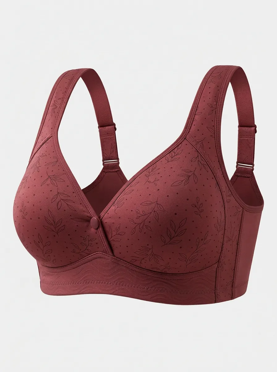 Women's Plus Size Floral Leaf Wireless Bra