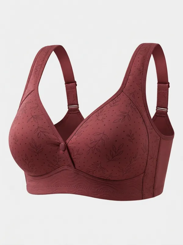 Women's Plus Size Floral Leaf Wireless Bra