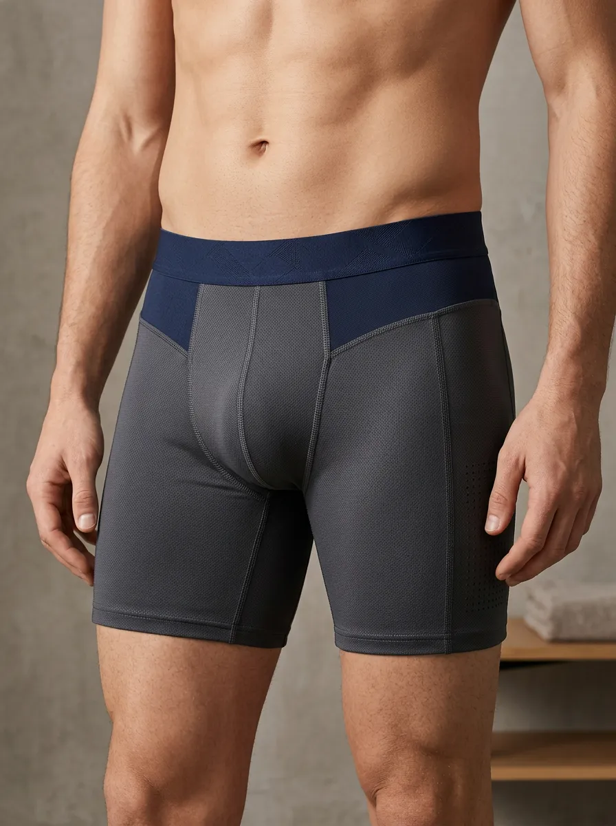 Clean-Look Mesh Performance Athletic Core Style Men's Boxer Briefs