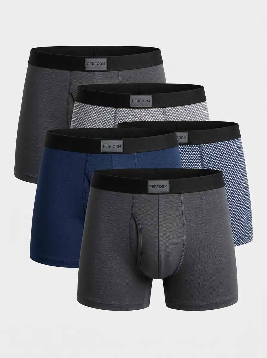 Refined Geometric Printed Profile Men's Four Pack Boxer Briefs