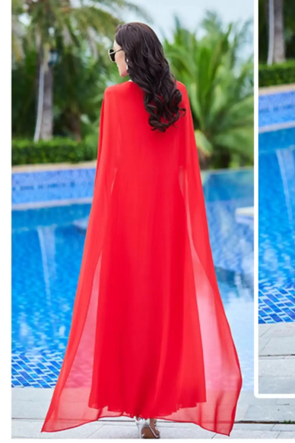 Classic Chiffon V Neck Sleeveless Maxi Dress