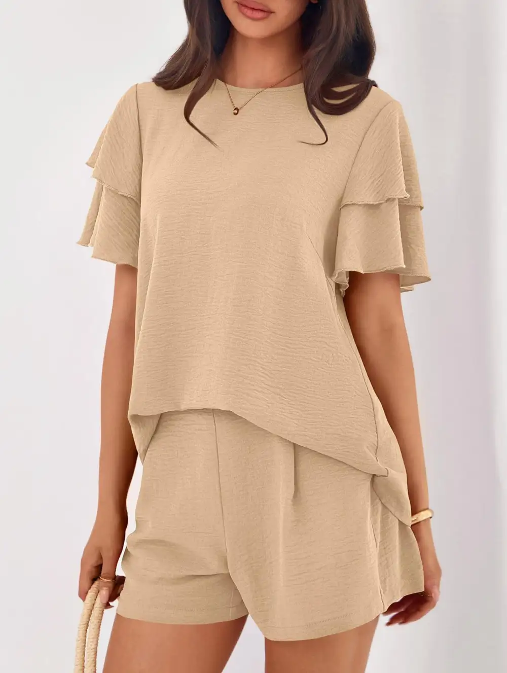 Crew Neck Top Two Piece Set