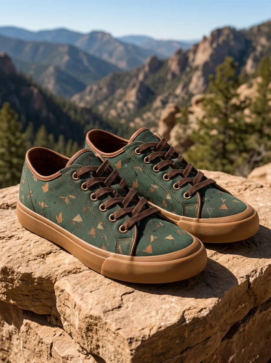 Men's Outdoor Nature Geometric Triangle Printed Canvas Shoes