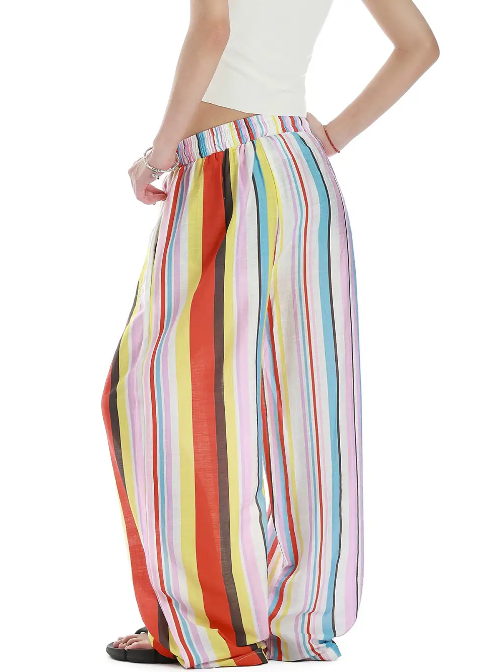 Wide-Leg Plaid Pants