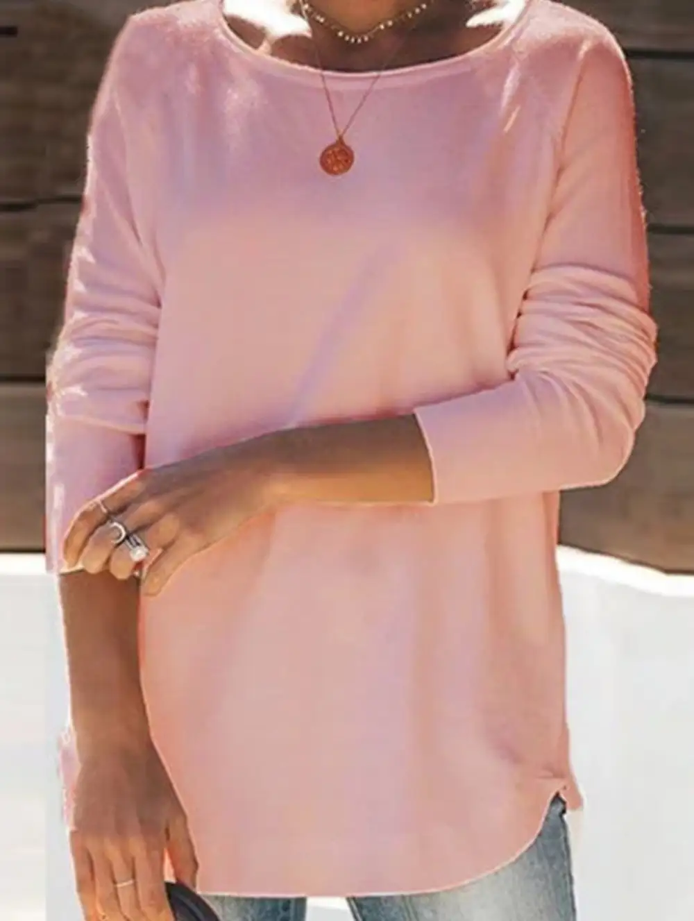Textured Detail Round Collar Top