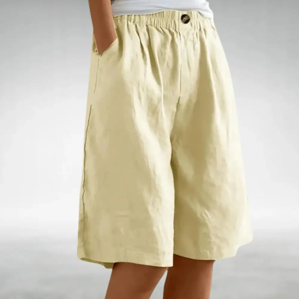 Women's Linen Wide Leg Bermuda Shorts