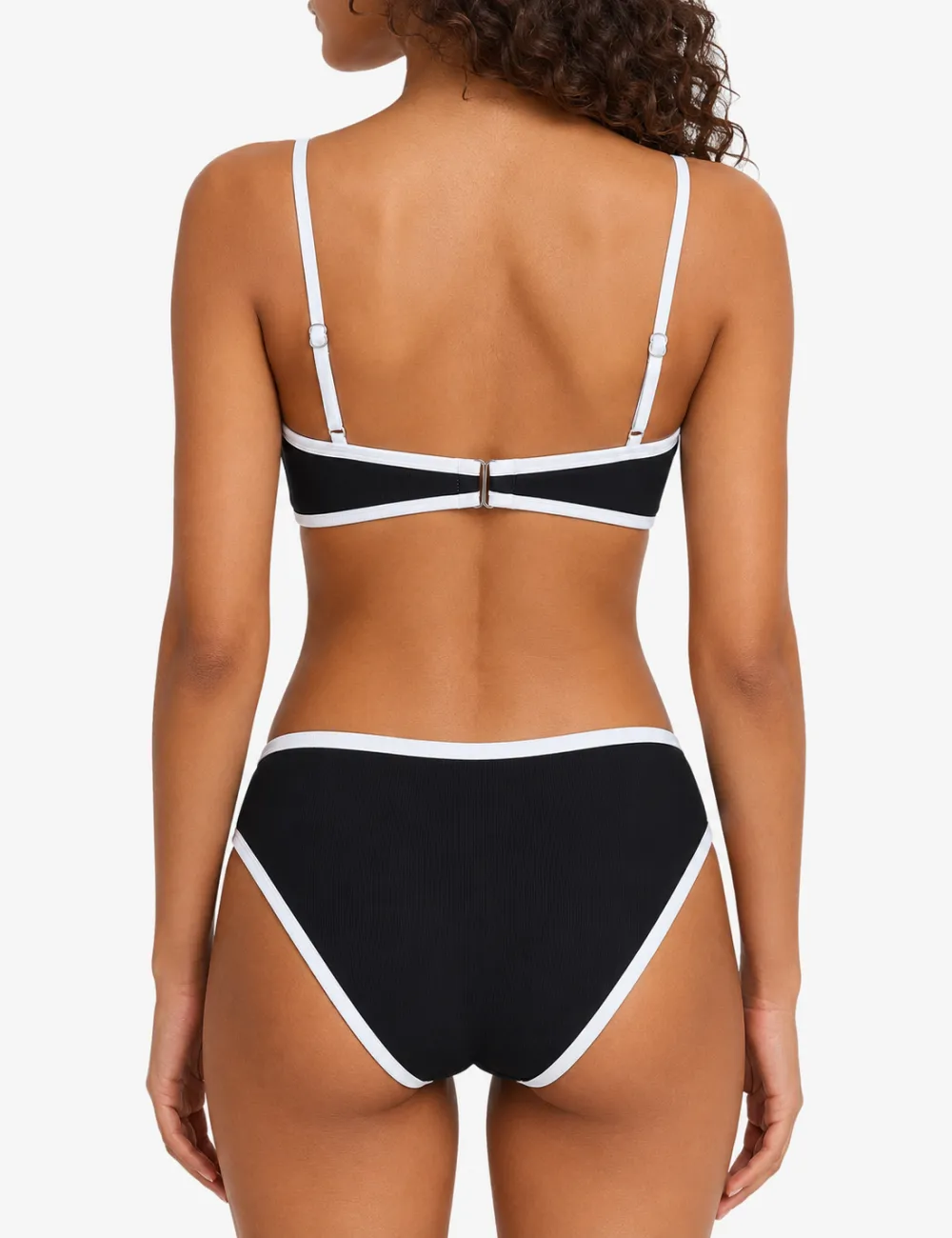 Simple Contrast Trim Balconette Bikini Set
