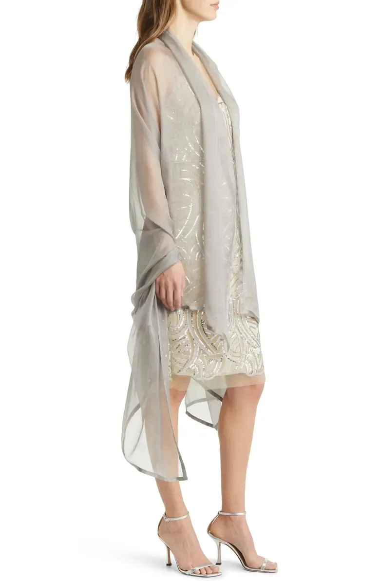 Satin Border Silk Chiffon Scarf