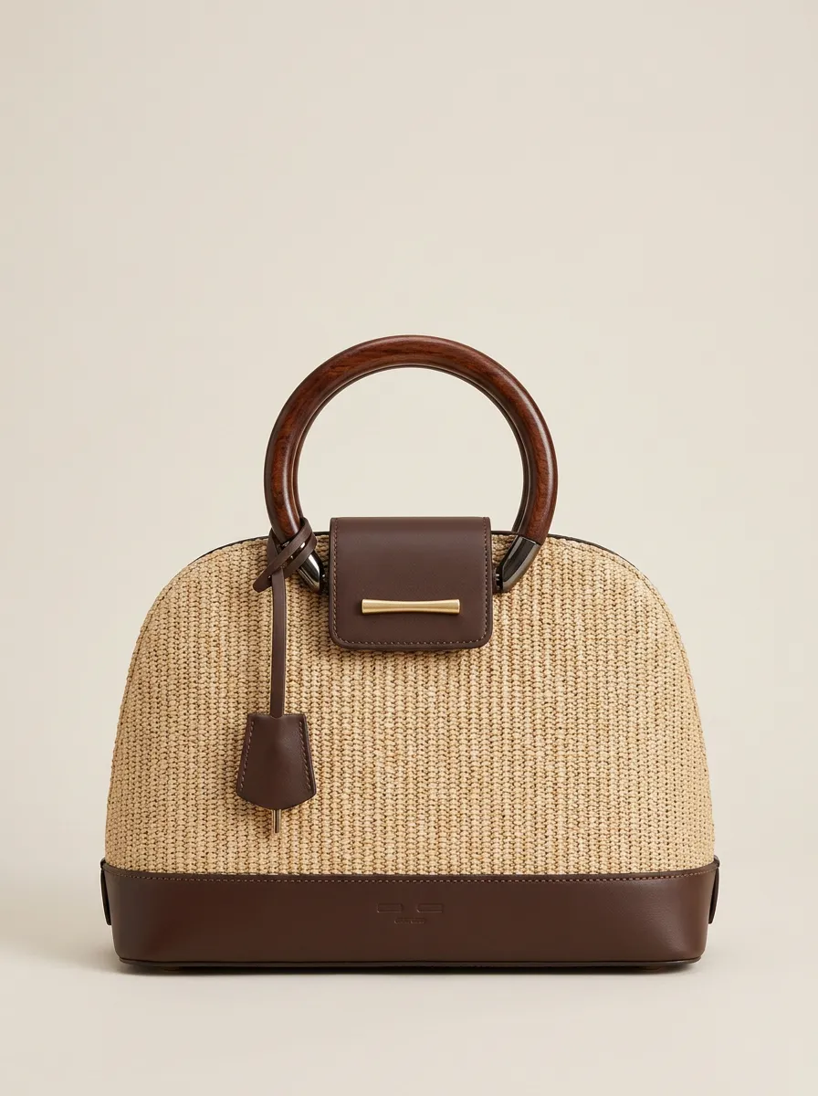 Woven Straw-Style Women's Top-Handle Handbag
