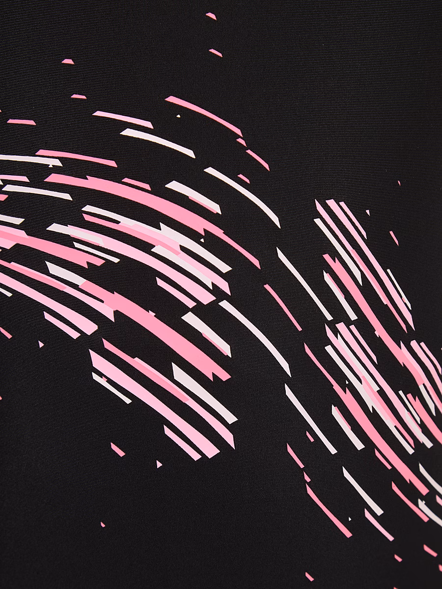 Black Printed Girls School Swimsuit detail 2