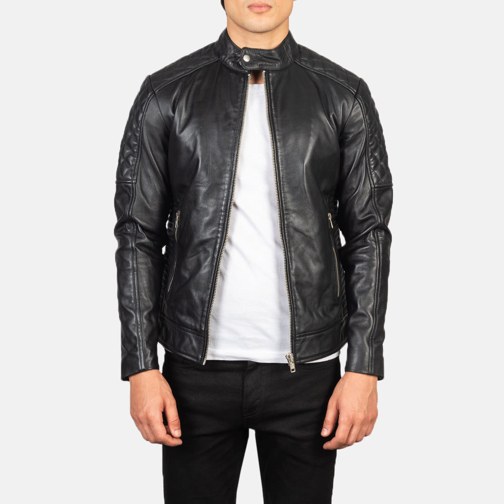Men's Modern Biker Leather Quilted Jacket
