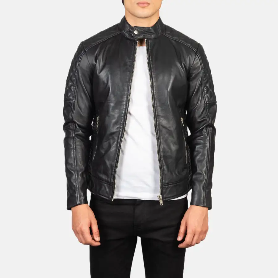 Men's Modern Biker Leather Quilted Jacket