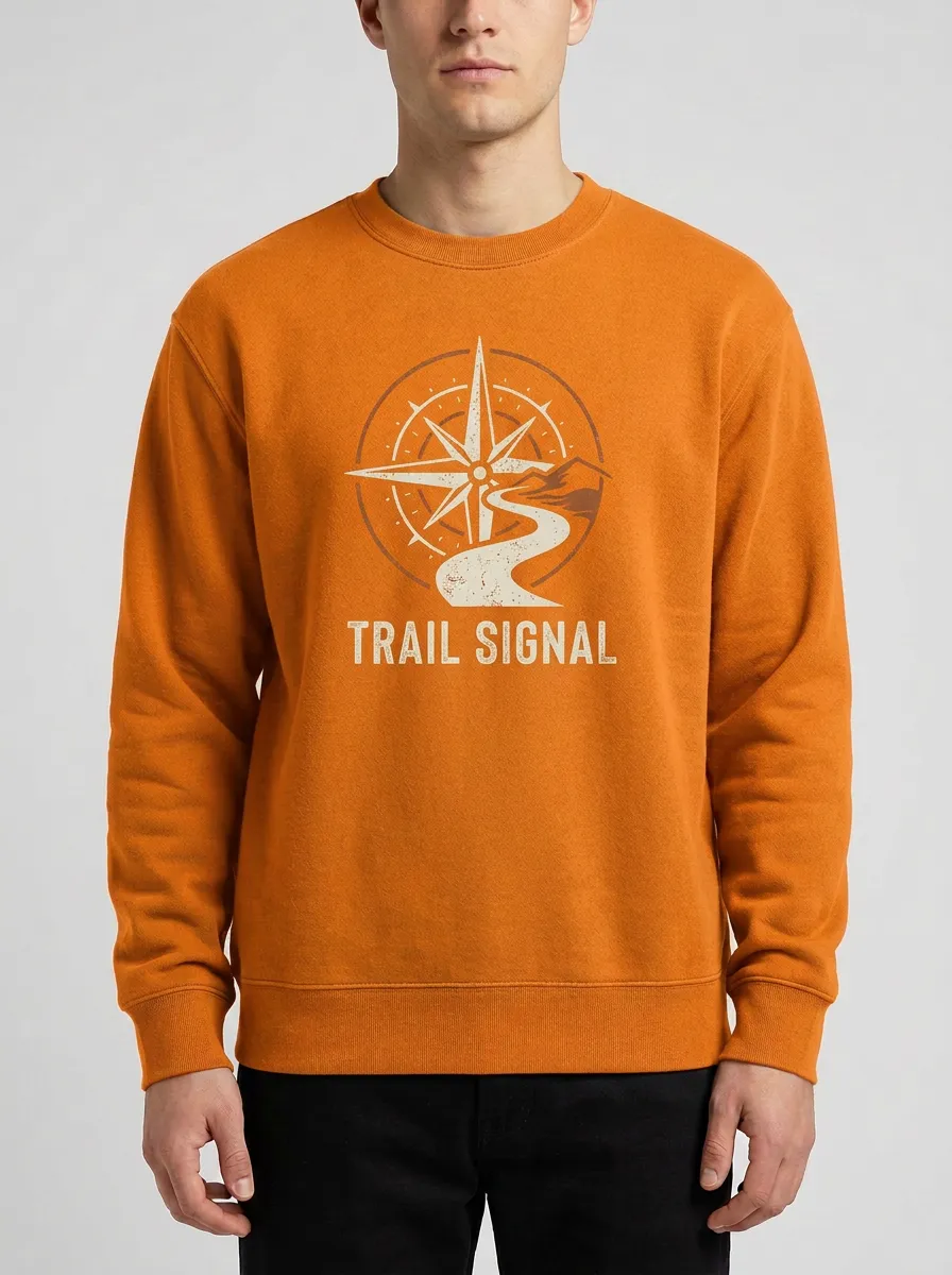Men's Hiking Adventure Compass Trail Signal Printed Sweatshirt