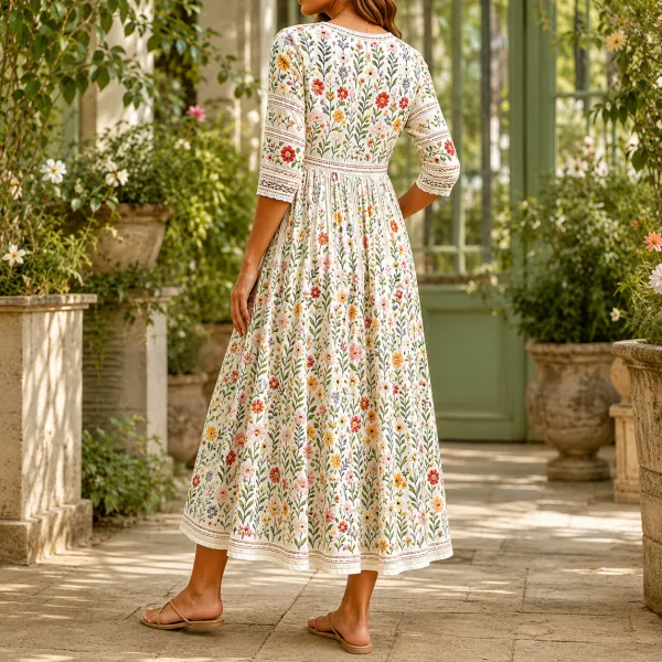 Floral Botanical Midi Dress