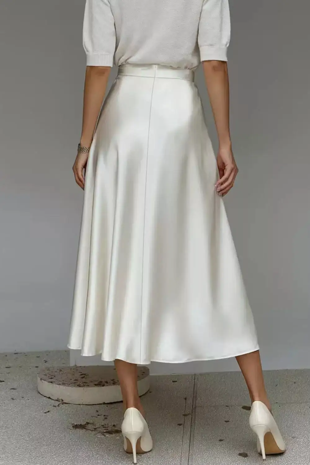 Everyday Satin A-line Midi Skirt