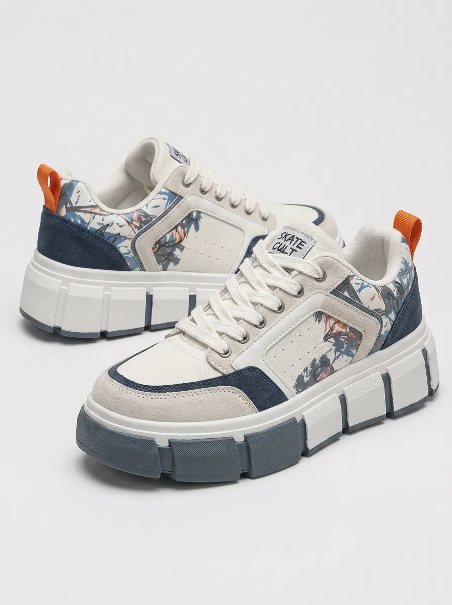 Men's Skate Cult Abstract Palm Printed Chunky Sneakers