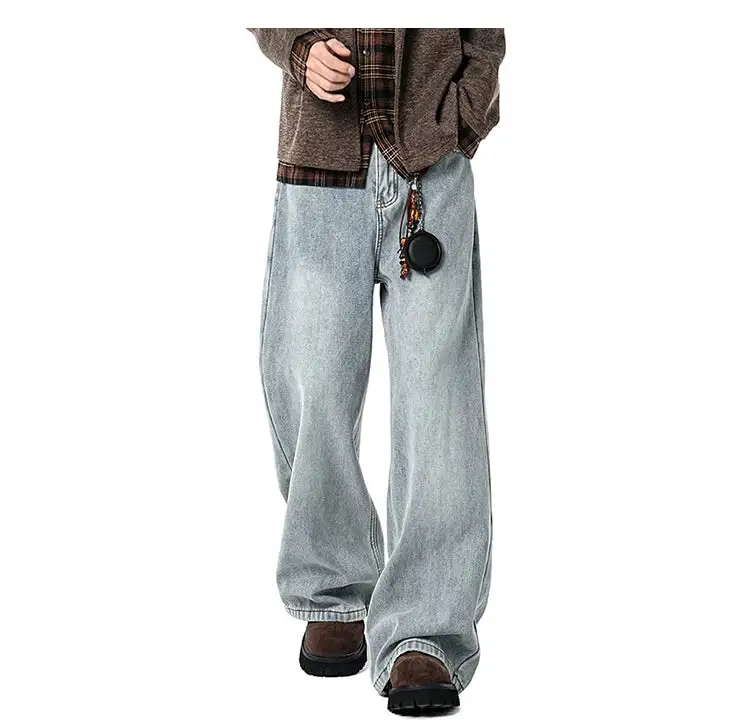 Barrel-Leg Faded Washed Jeans