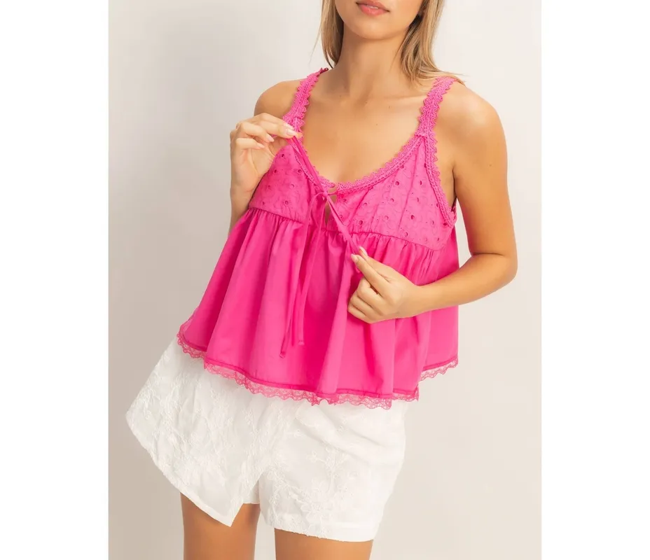 Scalloped Lace Trim Tank Top