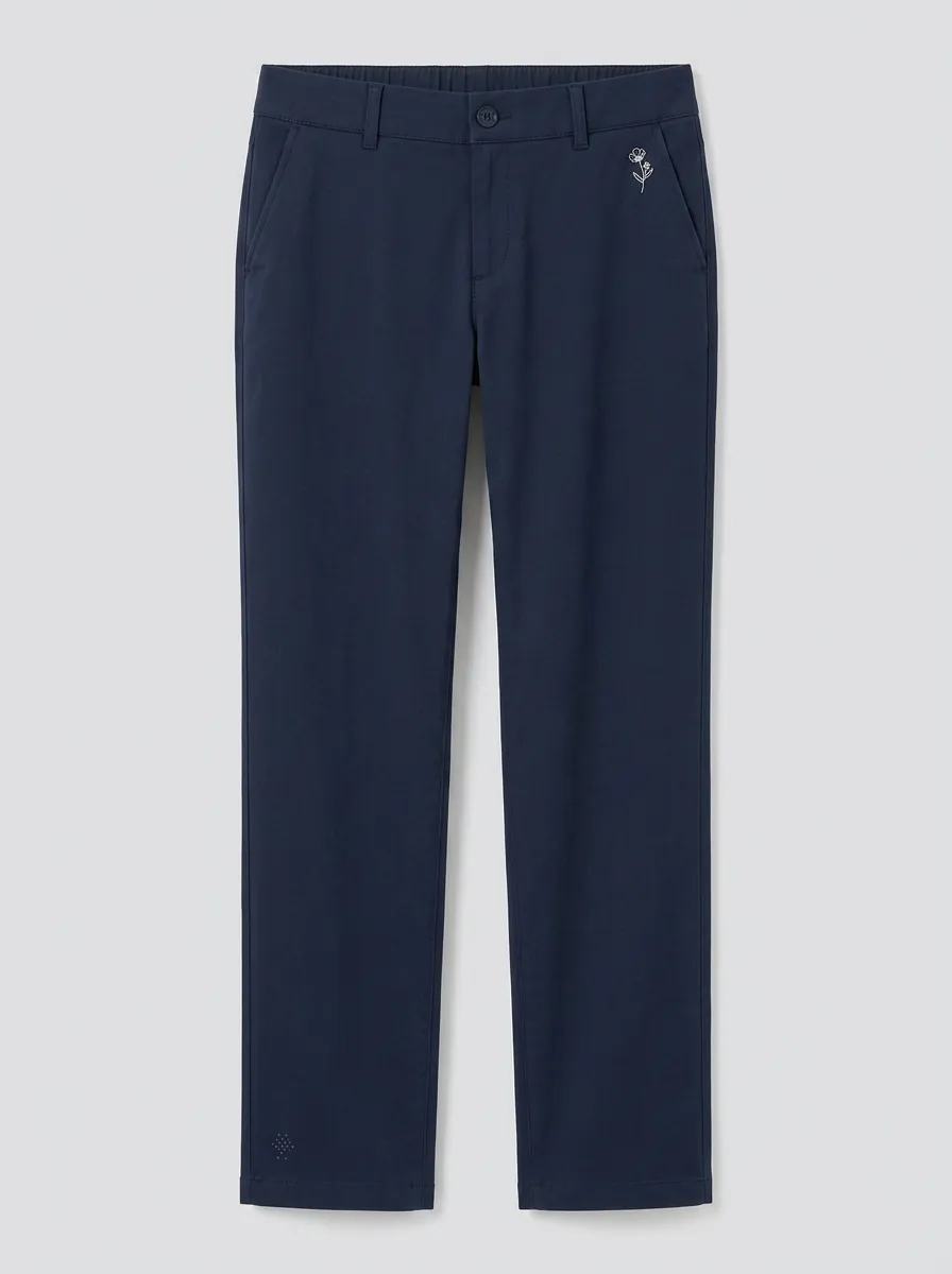 Women's Urban Weekend Floral Embroidered Mid Rise Straight Leg Pants