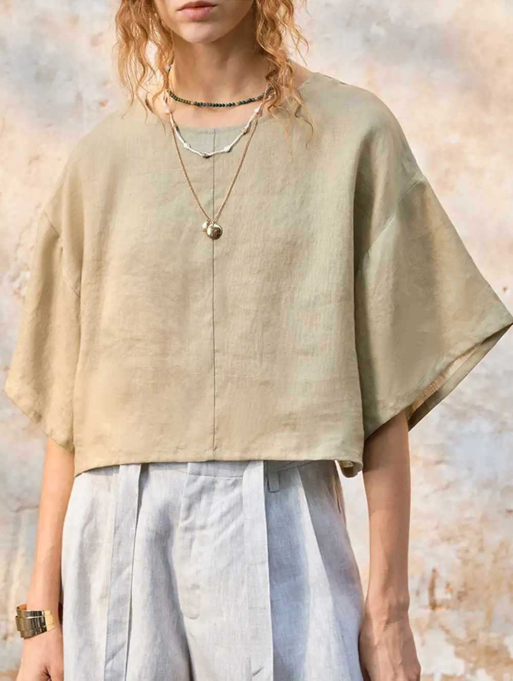 Linen Crew Neck Short Sleeve Tee
