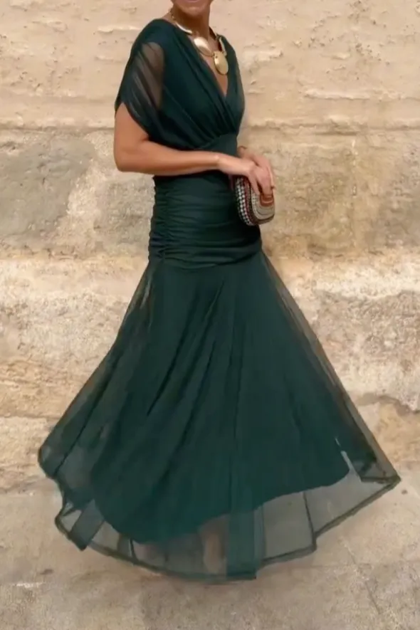 V-Neck Woven Party Dress