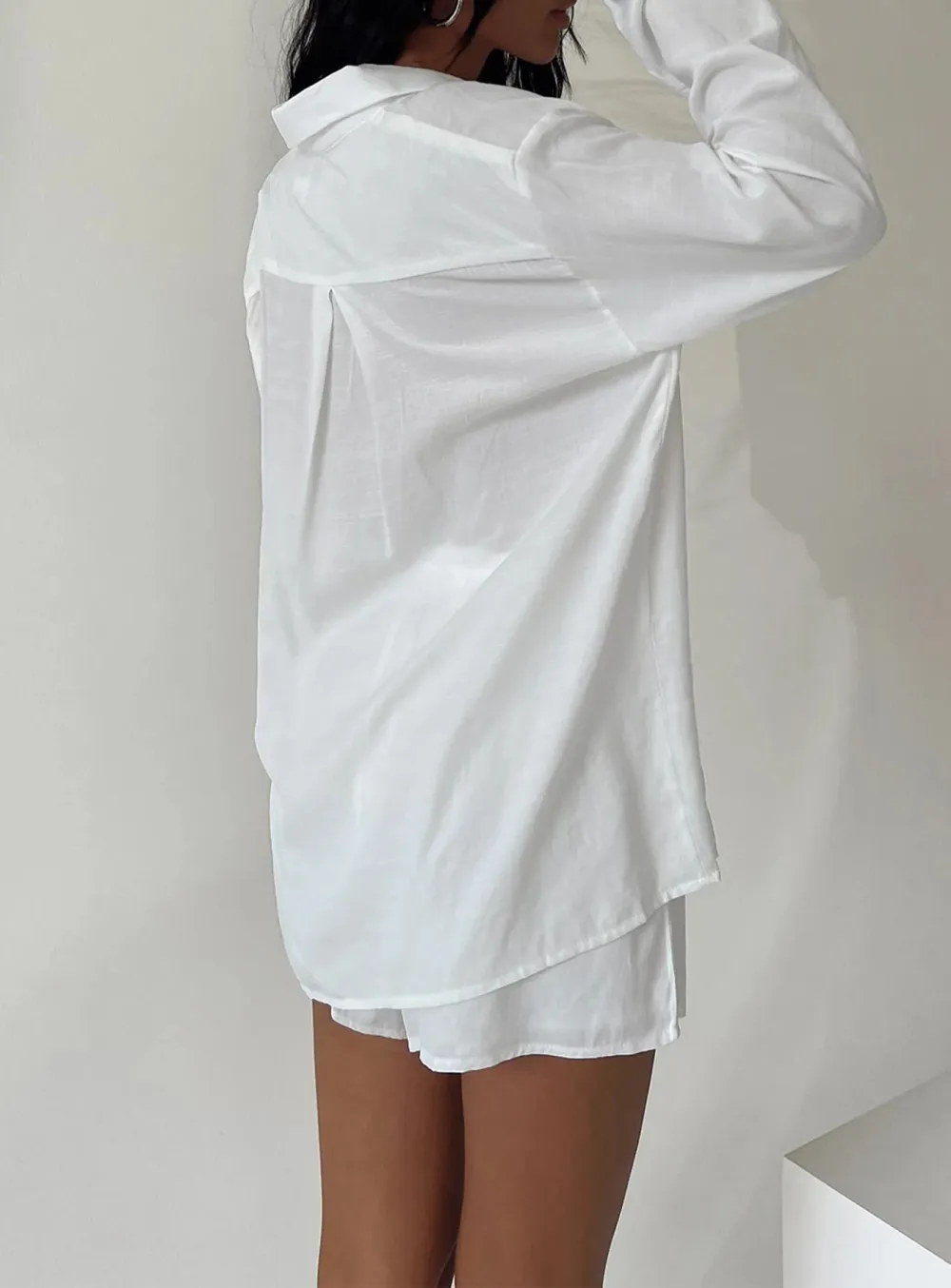 Oversized White Satin Like Shirt