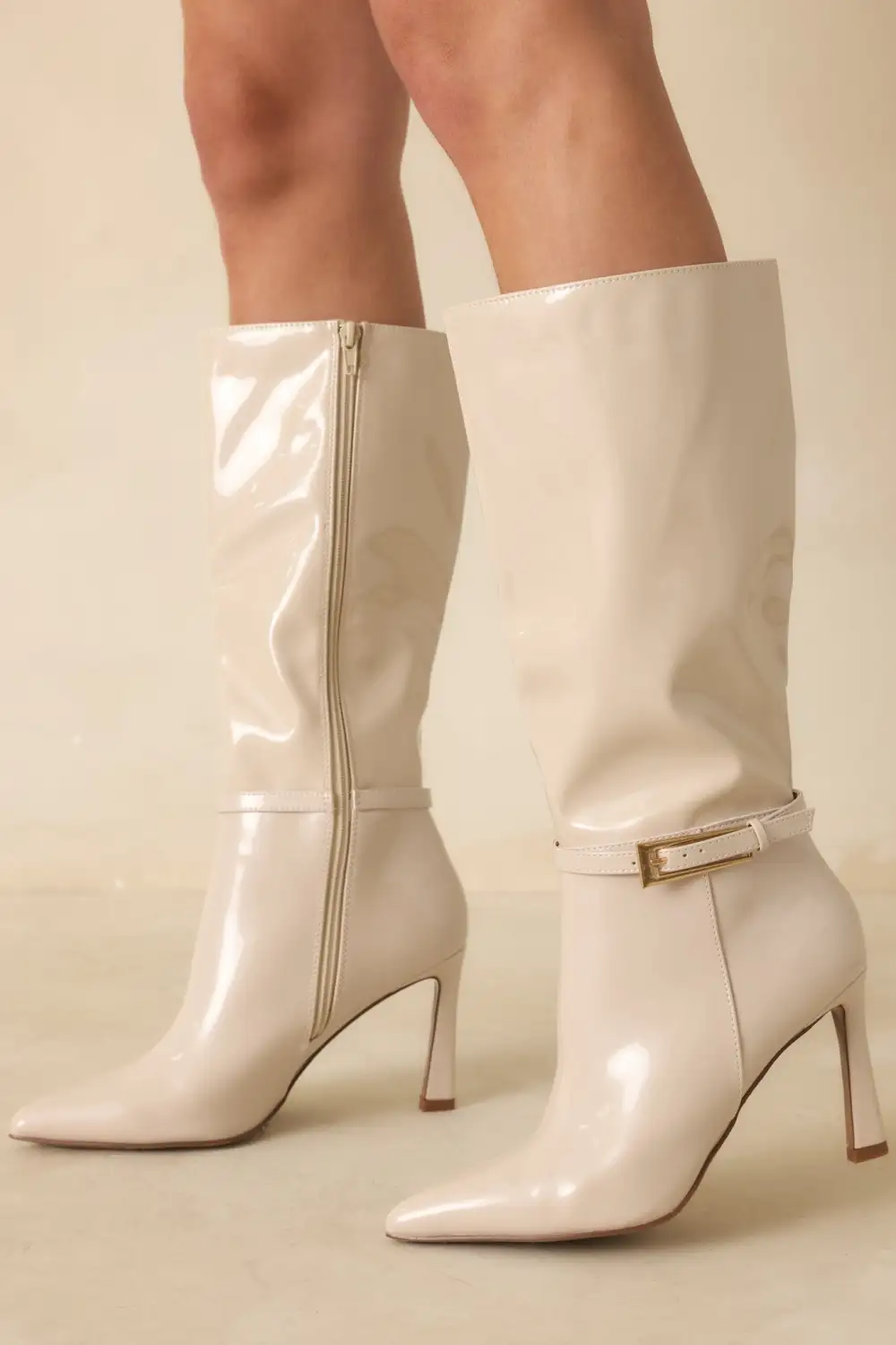 Structured Faux Leather Leather Boots